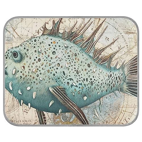 FRODOTGV Kühlmatte im Vintage-Stil mit Fischkoralle, für den Sommer, waschbar, Haustierdecke, kühlende Bettmatte, kühlende Schlafmatte, Größe M FRODOTGV Kühlmatte im Vintage-Stil mit Fischkoralle, für den Sommer, waschbar, Haustierdecke, kühlende Bettmatte, kühlende Schlafmatte, Größe M von FRODOTGV