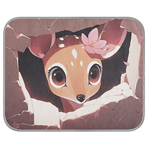 FRODOTGV Little Deer Poking Through A Pink Hole Cool Bed Mats for Cats, Animals, Dogs, Summer Dog Crate Pad Washable Cooling Sleeping Pad,Small von FRODOTGV