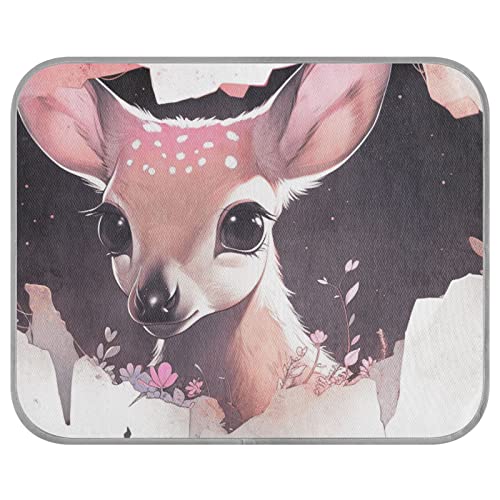 FRODOTGV Little Deer Stöchert durch Loch in weißem zerrissenem Papier, Eiskühlkissen, waschbar, kühle Bettmatten, Sommer-Haustier-Decke für Katzen, Haustiere, Zwinger, Tiere, Größe M von FRODOTGV
