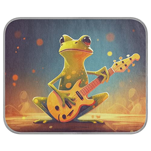 FRODOTGV Little Frog Performing E-Gitarre auf der Bühne, Eiskühlkissen, Sommer, atmungsaktiv, kühlende Isomatte für Hunde, Hundehütten, Haustier, coole Bettmatten, Größe M von FRODOTGV