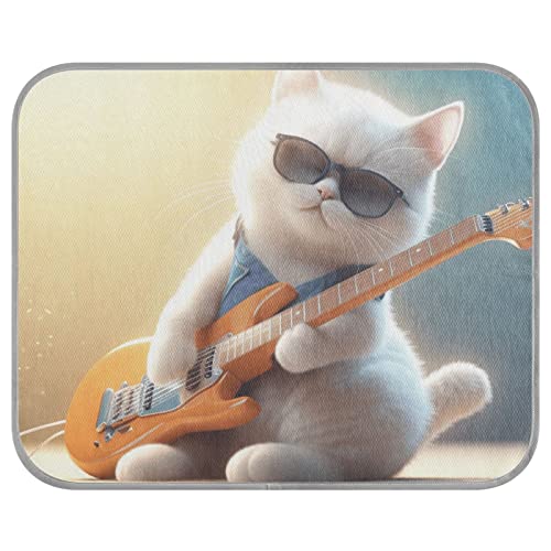 FRODOTGV Little White Dog Playing Electric Guitar on Stage Pet Cool Blanket Washable Cooling Sleeping Pad Summer Ice Cool Pads for Animals Dogs Kennels Pets,Medium von FRODOTGV