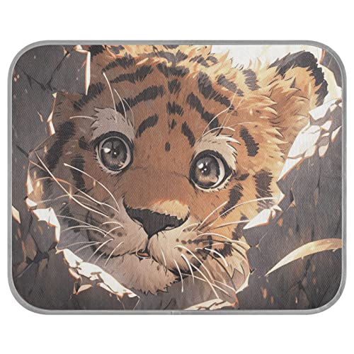 FRODOTGV Niedlicher kleiner Tiger hinter gebrochener gelber Wand, Eiskühlkissen, waschbar, kühle Bettmatten, Sommer-Haustier-Decke für Katzen, Haustiere, Zwinger, Tiere, Größe M FRODOTGV Niedlicher kleiner Tiger hinter gebrochener gelber Wand, Eiskühlkissen, waschbar, kühle Bettmatten, Sommer-Haustier-Decke für Katzen, Haustiere, Zwinger, Tiere, Größe M von FRODOTGV