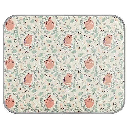 FRODOTGV Schöne Katzen- und Blumendruck-Haustier-Decke für Katzen, Zwinger, Tiere, Sommer-Eiskühl-Pads, atmungsaktiv, kühlende Isomatte, Größe S von FRODOTGV