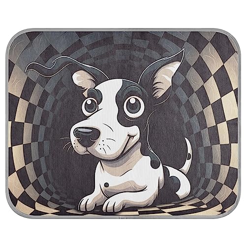 FRODOTGV Schwarze weiße quadratische Wirbel-Cartoon-Welpen-Bettmatten für Zwinger, Tiere, Hunde, Sommer-Haustier-kühle Decke, atmungsaktiv, eiskühlende Pads, Größe M FRODOTGV Schwarze weiße quadratische Wirbel-Cartoon-Welpen-Bettmatten für Zwinger, Tiere, Hunde, Sommer-Haustier-kühle Decke, atmungsaktiv, eiskühlende Pads, Größe M von FRODOTGV