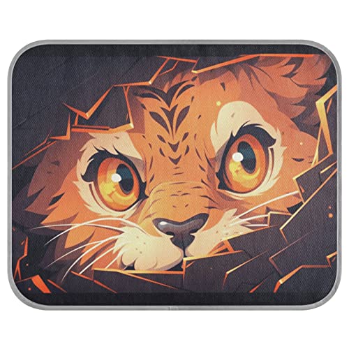 FRODOTGV The Little Tiger Behind The Black Broken Wall Pet Cool Blanket Breathable Cool Bed Mats Summer Ice Cool Pads for Zwinger Cats Pets Dogs,Small von FRODOTGV