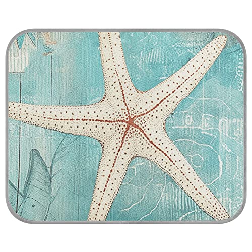 FRODOTGV Vintage Holztextur Sea Star Cool Bed Mats Summer Washable Pet Cool Blanket Zwinger Animals Cooling Sleeping Pad Ice Cool Pads, Medium von FRODOTGV