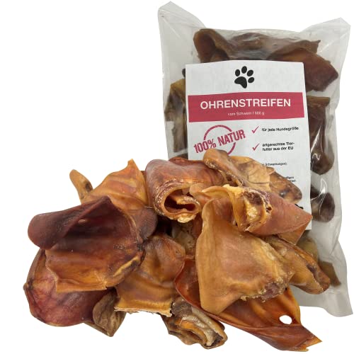 FROKI Premium Ohrenstreifen vom Schwein für große & kleine Hunde 500g| 100% Schwein | 100% Natürlich | Futter-Snack | Hunde-Leckerlis | Natur-Kausnack | Zahnpflege | ohne Zusatzstoffe von FROKI
