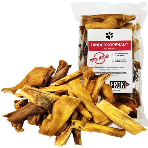 FROKI Premium Rinderkopfhaut für große & kleine Hunde 500g| 100% Rind | 100% Natürlich | Futter-Snack | Hunde-Leckerlis | Kausnack | Zahnpflege | ohne Zusatzstoffe von FROKI