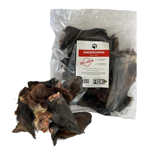 FROKI Premium Rinderohren mit Fell für große & kleine Hunde 10 Stück | 100% Rind | 100% Natürlich | Futter-Snack | Hunde-Leckerlis | Natur-Kausnack | Zahnpflege | ohne Zusatzstoffe von FROKI