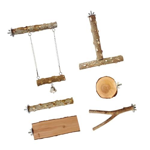 Kau- und Kletterstäbe aus natürlichem Holz für Sittiche, Nymphensittiche, 6 Stück, Vogelkäfig-Sitzstangen, Kauen, Schleifen, Set, multifunktionales Papageien-Aktivitäts-Set von FROMCEO