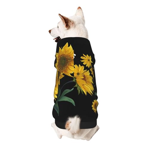 Froon Haustierbekleidung mit Sonnenblumen-Hintergrund – kleines Haustier-Kapuzen-Sweatshirt, bezaubernde und warme Haustierkleidung, für Ihr Haustier von FROON