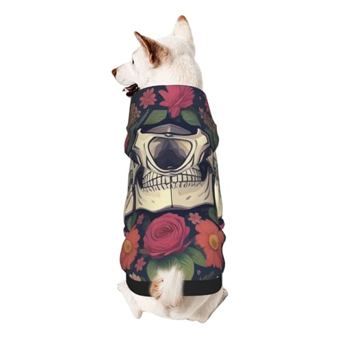 Froon Haustierbekleidung mit Totenkopf und Blume: Kapuzen-Sweatshirt für kleine Haustiere, bezaubernde und warme Haustierkleidung, für Ihr Haustier von FROON