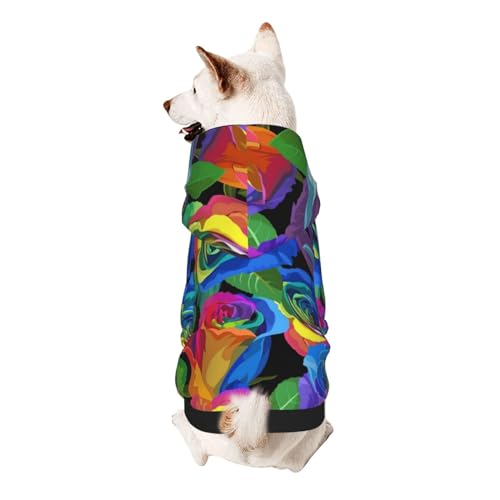 Froon Haustierbekleidung mit mehrfarbigen Rosen – Kapuzen-Sweatshirt für kleine Haustiere, bezaubernde und warme Haustierkleidung, für Ihr Haustier von FROON