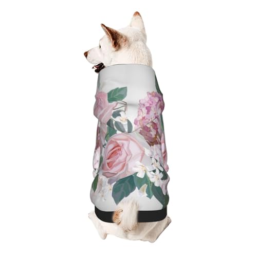 Froon Haustierbekleidung mit rosa Hortensien-Rosen – Kapuzen-Sweatshirt für kleine Haustiere, bezaubernde und warme Haustierkleidung, für Ihr Haustier von FROON