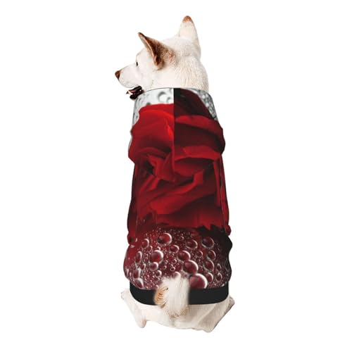 Froon Haustierbekleidung mit roter Rose – Kapuzen-Sweatshirt für kleine Haustiere, bezaubernde und warme Haustierkleidung, für Ihr Haustier von FROON