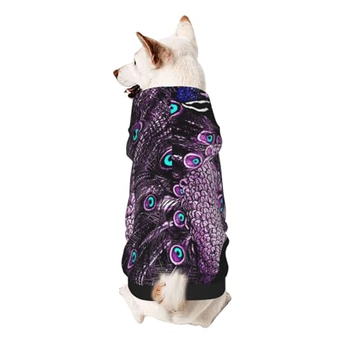 Froon Lila Pfau Haustierbekleidung – Kapuzen-Sweatshirt für kleine Haustiere, bezaubernde und warme Haustierkleidung, für Ihr Haustier von FROON
