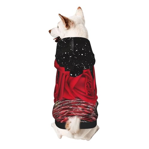 Froon Red Rose Under Moon Haustierbekleidung – Kapuzen-Sweatshirt für kleine Haustiere, bezaubernde und warme Haustierkleidung, für Ihr Haustier von FROON