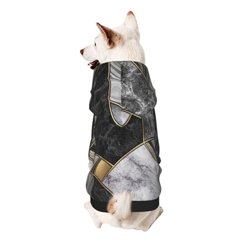 Froon Schwarze Marmor-Textur, goldfarbene Haustierbekleidung – Kapuzen-Sweatshirt für kleine Haustiere, bezaubernde und warme Haustierkleidung, für Ihr Haustier von FROON