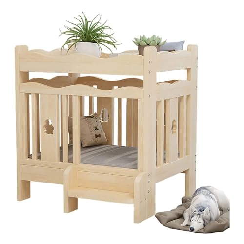 Hundebett aus Holz, Robustes Haustierbett, Hundehütte mit Aufbewahrungsbrett, kleine Haustierhütte für kleine und mittelgroße Hunde Hundebett aus Holz, Robustes Haustierbett, Hundehütte mit Aufbewahrungsbrett, kleine Haustierhütte für kleine und mittelgroße Hunde von FROON