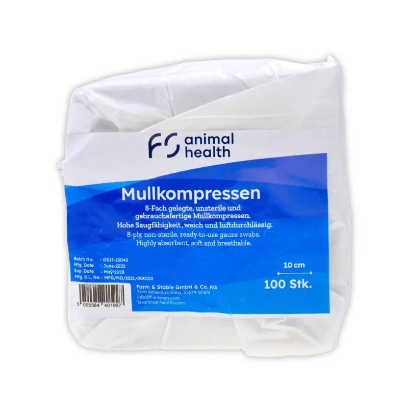 Fs Mullkompressen GS8 10cm x 10cm 100er Pack Fs Mullkompressen GS8 10cm x 10cm 100er Pack von FS animal health