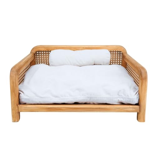 FSJMTQTS Haustierbett aus Korbgeflecht Holz Haustier Sofa Universal Stuhl Nest Hundebett Sommer FSJMTQTS Haustierbett aus Korbgeflecht Holz Haustier Sofa Universal Stuhl Nest Hundebett Sommer von FSJMTQTS