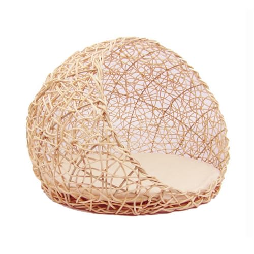 FSJMTQTS Haustierbett aus Korbgeflecht Kleiner Hund Universal Rattan Webrahmen Katze Hohlnest Sommer FSJMTQTS Haustierbett aus Korbgeflecht Kleiner Hund Universal Rattan Webrahmen Katze Hohlnest Sommer von FSJMTQTS