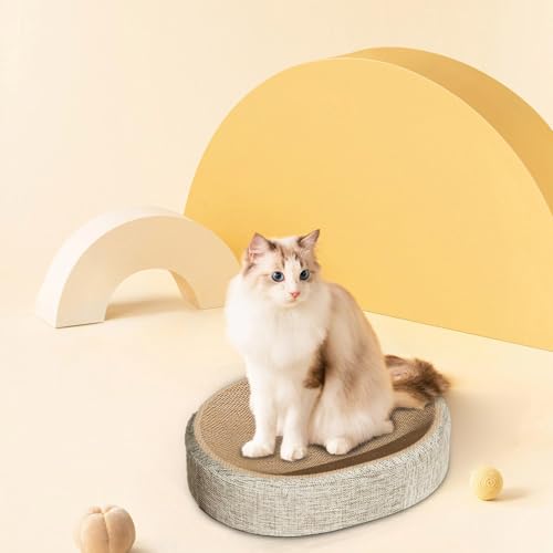 2-in-1-Kratzmatte Für Katzen,Katzenkratzbett - Ovales Sisal Kratzbrett Für Katzen Mit Kratzbrett, Multifunktionale Haustier-Schlafmatte, Krallenschleifen Und Schlafen (Beige) von FSLLWGWG