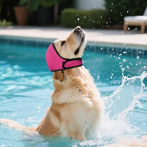 Dog Swimming Caps, Adjustable Dog Ear Muffs for Swimming, Waterproof Swimming Cap for Small, Medium and Large Dogs, Puppies (Heißes Rosa, M) von FSLLWGWG