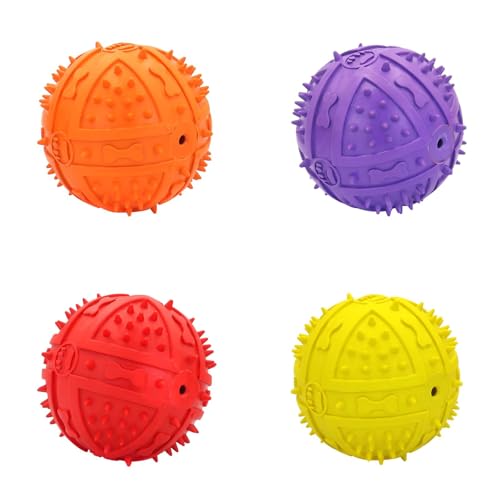 FSLLWGWG Kugel für Hunde,Spielball, Gummi, Quietschbälle für Hunde, für Aggressive Kauer, Bälle großer Rassen, interaktives Hundeballspielzeug, Haustiertraining Hundekauknochen (4 Stück) von FSLLWGWG