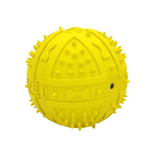 FSLLWGWG Kugel für Hunde,Spielball, Gummi, Quietschbälle für Hunde, für Aggressive Kauer, Bälle großer Rassen, interaktives Hundeballspielzeug, Haustiertraining Hundekauknochen (Gelb) von FSLLWGWG