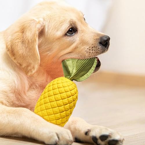 FSLLWGWG Pineapple Dog Toy,Chew Toy Dog,Ultra Durable Squeaky Dog Toy for Puppies Medium and Large, Rubber Pineapple Dog Toys (9x6x20cm) von FSLLWGWG