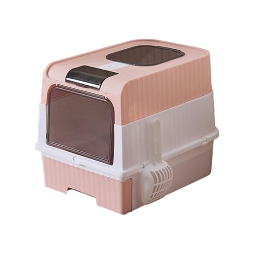 Katzentoilette,Geschlossene Katzentoilettes,Große Faltbare Katzentoilette, mit Dachfenster, abnehmbares Tablett und Schaufel,Katzentoilettes mit Deckel, leicht zu reinigen (Grau) von FSLLWGWG