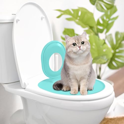 Katzentoiletten Trainer | Toiletten Trainingsset | Wiederverwendbare Katzentoilette Trainingssystem, um Ihrer Katze das Toilettengang beizubringen (Blau) von FSLLWGWG