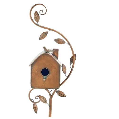 Vogelhaus,Vogelhaus aus Metall mit Ständer, ideal eine Vielzahl von Vögeln, Kunst Vogelhäuschen Gartendekoration (B) von FSLLWGWG