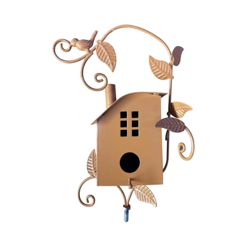 Vogelhaus,Vogelhaus aus Metall mit Ständer, ideal eine Vielzahl von Vögeln, Kunst Vogelhäuschen Gartendekoration (D) von FSLLWGWG