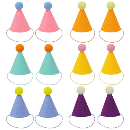 12 Stück Mini-Geburtstagsparty-Hüte, bunte Hüte, für kleine Hunde, Geburtstagshüte, niedliche Katze, Partyhut, kleine Bommeln, farbige Partys, Kopfbedeckung, Welpenpartys, Zubehör mit elastischer 12 Stück Mini-Geburtstagsparty-Hüte, bunte Hüte, für kleine Hunde, Geburtstagshüte, niedliche Katze, Partyhut, kleine Bommeln, farbige Partys, Kopfbedeckung, Welpenpartys, Zubehör mit elastischer von FSSTUD