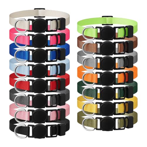 15 Stück mehrfarbige Welpenhalsbänder, verschiedene Farben, kleine Hundehalsbänder, Sicherheitsschnalle, Kätzchen-Halsbänder, weiches Nylon, bunt, verstellbar, Haustierhalsbänder für neugeborene 15 Stück mehrfarbige Welpenhalsbänder, verschiedene Farben, kleine Hundehalsbänder, Sicherheitsschnalle, Kätzchen-Halsbänder, weiches Nylon, bunt, verstellbar, Haustierhalsbänder für neugeborene von FSSTUD