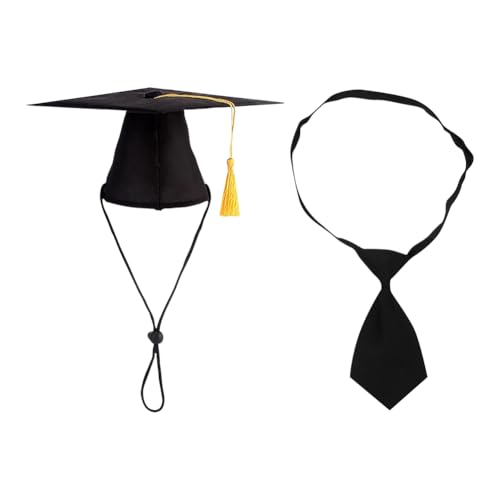 Abschlusshut für Hunde, mit Quaste, Halsband für kleine Katzen, verstellbar, für Kätzchen, Party-Outfit, Schwarz Abschlusshut für Hunde, mit Quaste, Halsband für kleine Katzen, verstellbar, für Kätzchen, Party-Outfit, Schwarz von FSSTUD
