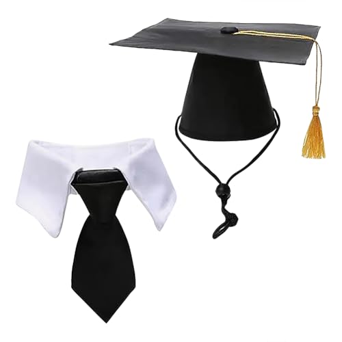 Abschlusskappe für kleine Haustiere mit Quaste, schwarz, Halsband für Hunde, Abschlusshut, bequeme Katze, Smoking, Halsband, verstellbar, für Welpen, Halsband, Hundegrad, Dekoration Abschlusskappe für kleine Haustiere mit Quaste, schwarz, Halsband für Hunde, Abschlusshut, bequeme Katze, Smoking, Halsband, verstellbar, für Welpen, Halsband, Hundegrad, Dekoration von FSSTUD