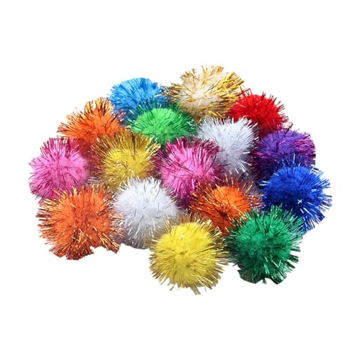 FSSTUD 100 Stück bunte Lametta-Pom-Bälle, glitzernd, Katzenspielzeug, Weihnachtsdekoration, Verzierungen FSSTUD 100 Stück bunte Lametta-Pom-Bälle, glitzernd, Katzenspielzeug, Weihnachtsdekoration, Verzierungen von FSSTUD