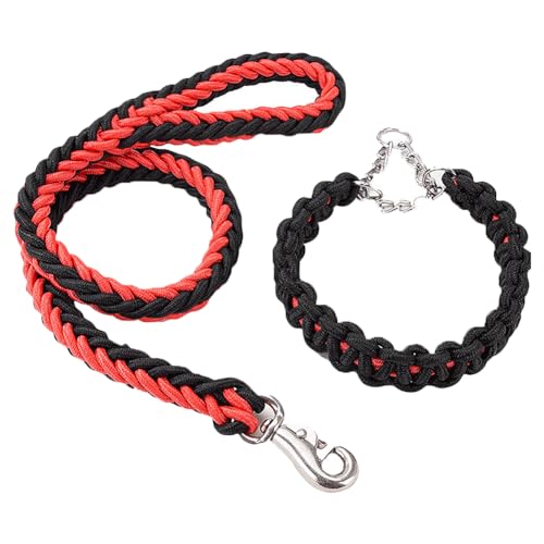 FSSTUD Hundeleinen-Halsband-Set, geflochtenes Nylon, Hundetrainingsleine, Kette, Haustier-Spazierengehseil, gewebt, weicher Griff, Halsband für kleine, mittelgroße und große Hunde, Schwarz / Rot FSSTUD Hundeleinen-Halsband-Set, geflochtenes Nylon, Hundetrainingsleine, Kette, Haustier-Spazierengehseil, gewebt, weicher Griff, Halsband für kleine, mittelgroße und große Hunde, Schwarz / Rot von FSSTUD