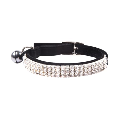 Glänzendes Katzenhalsband mit Strasssteinen, weicher Samt, Welpenhalsband, Kunstdiamanten, Haustierhalsband, glitzernd, verstellbar, glitzernd, mit Glöckchen für kleine Hunde Glänzendes Katzenhalsband mit Strasssteinen, weicher Samt, Welpenhalsband, Kunstdiamanten, Haustierhalsband, glitzernd, verstellbar, glitzernd, mit Glöckchen für kleine Hunde von FSSTUD