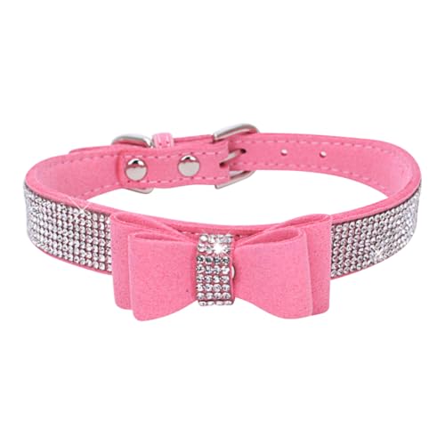 Halsband für kleine Hunde mit Strasssteinen und Schleife, niedliches Kristall, Katzenhalsband, Schleife, Knoten, Hundehalsband, weich, verstellbar, dekoratives Haustierhalsband für Kätzchen, Halsband für kleine Hunde mit Strasssteinen und Schleife, niedliches Kristall, Katzenhalsband, Schleife, Knoten, Hundehalsband, weich, verstellbar, dekoratives Haustierhalsband für Kätzchen, von FSSTUD