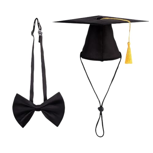 Hunde-Abschlusskappe und Fliege Halsband, verstellbar, Haustier-Grad Hut mit Quaste, für kleine Welpen, Junggesellenabschied, formelle Katze, Fliege, Krawatte, Foto-Requisiten für Urlaub, Festival Hunde-Abschlusskappe und Fliege Halsband, verstellbar, Haustier-Grad Hut mit Quaste, für kleine Welpen, Junggesellenabschied, formelle Katze, Fliege, Krawatte, Foto-Requisiten für Urlaub, Festival von FSSTUD