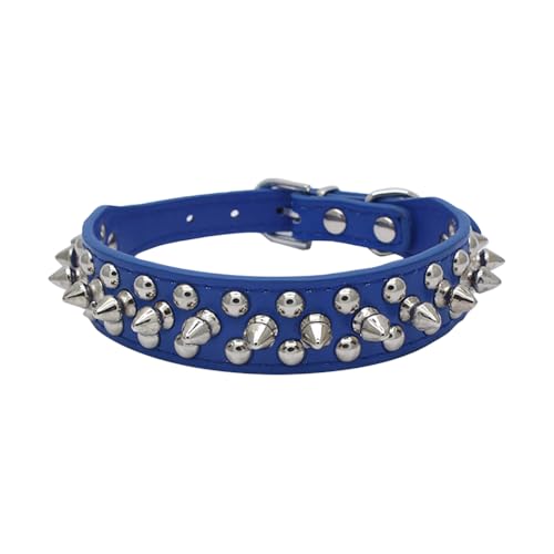 Hundehalsband aus PU-Leder, Nieten, Welpenhalsband, Metallnieten, für Hunde und Katzen, verstellbares Haustierhalsband, weich, mittelgroß, Antibeißhalsband, Haustier-Hundezubehör, Königsblau Hundehalsband aus PU-Leder, Nieten, Welpenhalsband, Metallnieten, für Hunde und Katzen, verstellbares Haustierhalsband, weich, mittelgroß, Antibeißhalsband, Haustier-Hundezubehör, Königsblau von FSSTUD