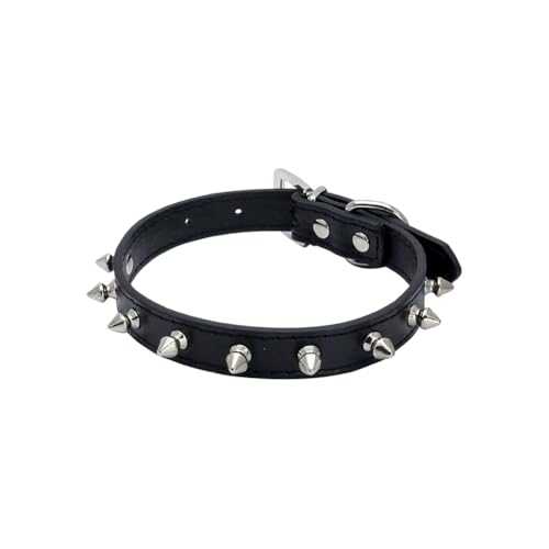 Hundehalsband aus PU-Leder, mit Stacheln, schwarz, Nieten, verstellbares Haustierhalsband, Nieten, Anti-Bisshalsband, klein, weich, Welpenhalsband, Haustier-Hundezubehör für Chihuahua, Bulldogge, Hundehalsband aus PU-Leder, mit Stacheln, schwarz, Nieten, verstellbares Haustierhalsband, Nieten, Anti-Bisshalsband, klein, weich, Welpenhalsband, Haustier-Hundezubehör für Chihuahua, Bulldogge, von FSSTUD