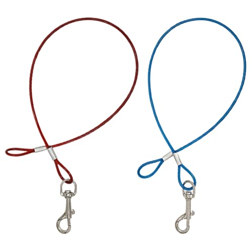 Hundeleinenverlängerung aus Metall, 60 cm, für große Hundeleine, kurzes Kabel, Hundeleine, Stahl-Hundeleine, Zubehör für Training, Laufen, Rot, Blau, 2 Stück Hundeleinenverlängerung aus Metall, 60 cm, für große Hundeleine, kurzes Kabel, Hundeleine, Stahl-Hundeleine, Zubehör für Training, Laufen, Rot, Blau, 2 Stück von FSSTUD