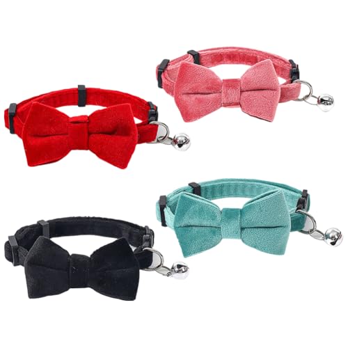 Katzenhalsband mit Fliege aus Samt, weiche Schleife, Kätzchen-Halsbänder, Abreißschleife, Haustier-Halsbänder, klein, verstellbar, Welpen, Fliege, Halsband, niedliche Hunde-Halsschleifen mit Glöckchen Katzenhalsband mit Fliege aus Samt, weiche Schleife, Kätzchen-Halsbänder, Abreißschleife, Haustier-Halsbänder, klein, verstellbar, Welpen, Fliege, Halsband, niedliche Hunde-Halsschleifen mit Glöckchen von FSSTUD