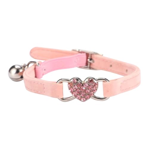 Katzenhalsband mit Strass-Herz, verstellbar, Samt, Kätzchenhalsband, glänzend, Strass, Haustierhalsband, weich, dehnbar, Katzenhalsband, elegantes Katzenhalsband, Zubehör mit Glocke für kleine Hunde Katzenhalsband mit Strass-Herz, verstellbar, Samt, Kätzchenhalsband, glänzend, Strass, Haustierhalsband, weich, dehnbar, Katzenhalsband, elegantes Katzenhalsband, Zubehör mit Glocke für kleine Hunde von FSSTUD
