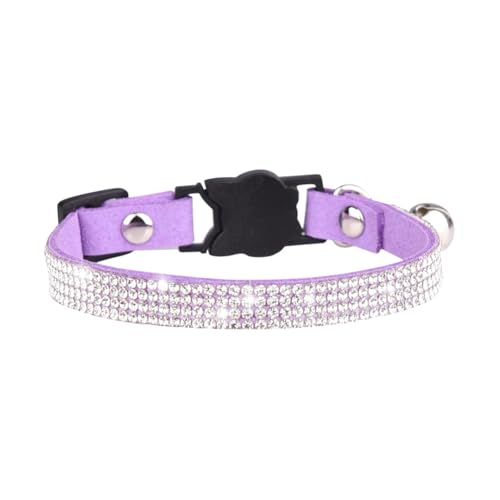 Katzenhalsband mit Strasssteinen, Wildleder, Haustierhalsband, verstellbar, Katzenhalsband, niedlich, glitzernd, Sicherheitsschnalle, Haustierhalsband mit Glöckchen, für Welpen, kleine Haustiere, Lila Katzenhalsband mit Strasssteinen, Wildleder, Haustierhalsband, verstellbar, Katzenhalsband, niedlich, glitzernd, Sicherheitsschnalle, Haustierhalsband mit Glöckchen, für Welpen, kleine Haustiere, Lila von FSSTUD